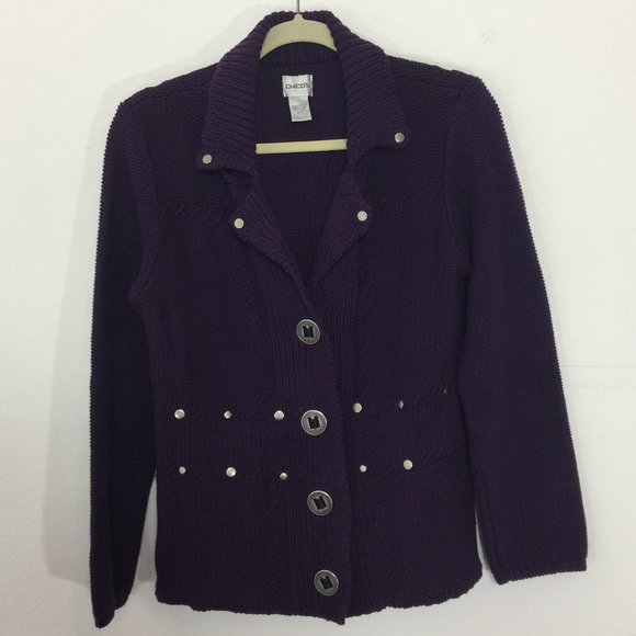 Chico's Ribbed Knit Cardigan Sweater Equestrian - Picture 1 of 7